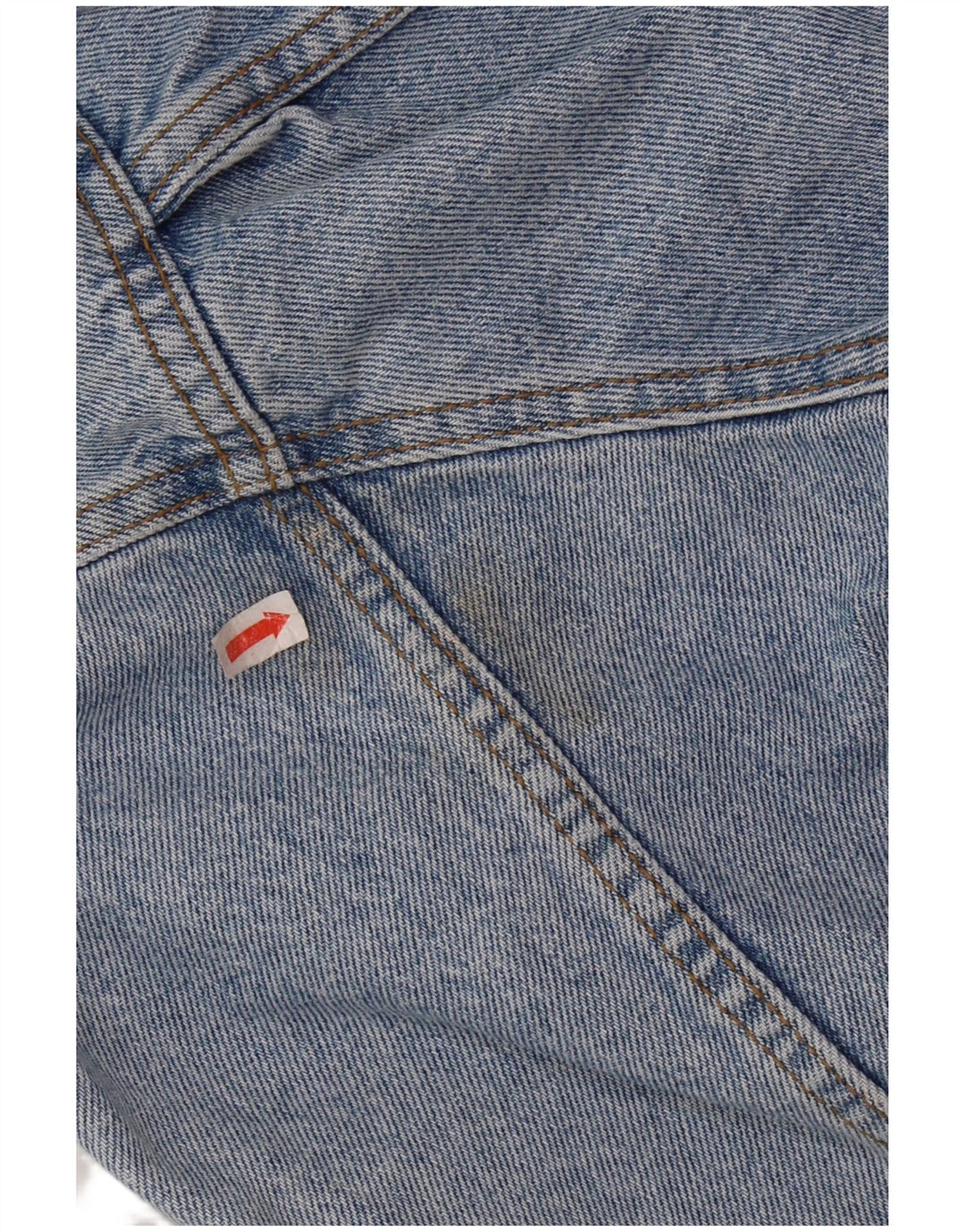 VINTAGE Herre grafisk denimjakke UK 36/38 Lille blå bomuld