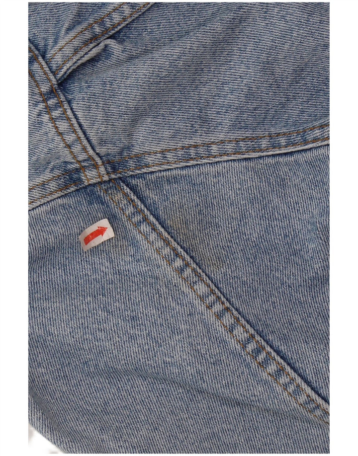 VINTAGE Herre grafisk denimjakke UK 36/38 Lille blå bomuld