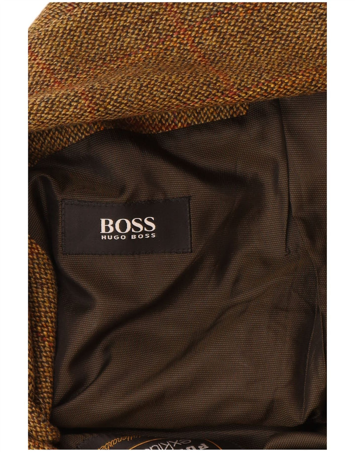 HUGO BOSS Herre 2-knaps blazerjakke EU 56 3XL Brun Ternet Ny Uld