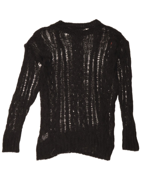 Zara Dame Se Gennem Oversized Crew Neck Jumper Sweater UK 6 XS Sort
