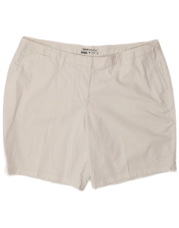 Nike Dame Dri Fit Chino Shorts UK 20 2XL W38 L8 Hvid Bomuld