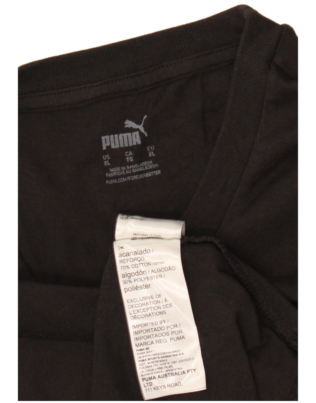 PUMA Herre grafisk T-shirt top XL sort bomuld