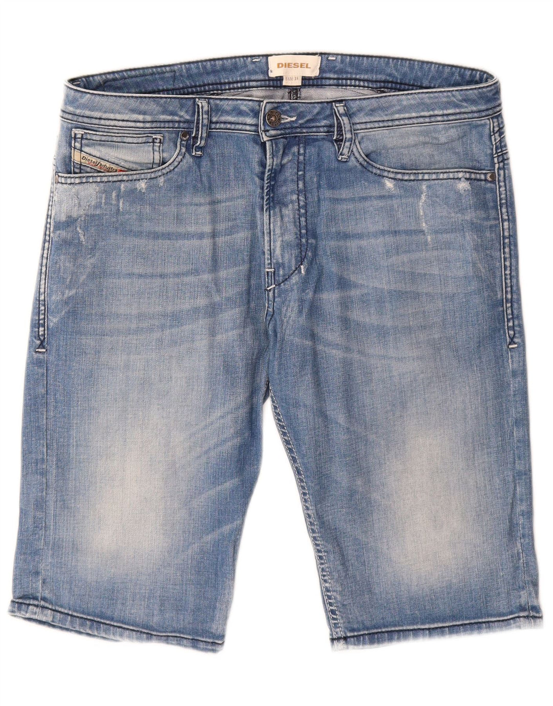 Diesel Herre Distressed Denim Shorts W31 Medium Blue Cotton
