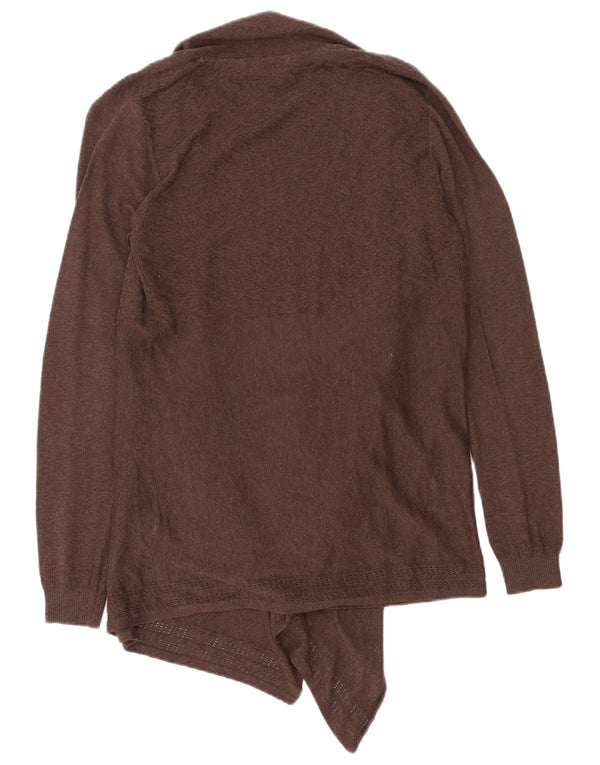 Fat Face Dame Asymmetrisk Åben Cardigan Sweater UK 10 Lille Brun Bomuld