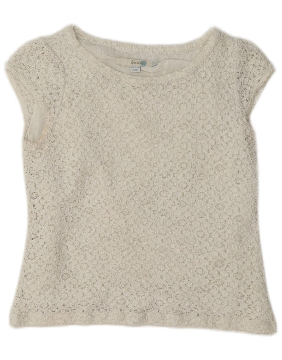 Boden Dame Crop Blondebluse Top UK 8 Small White