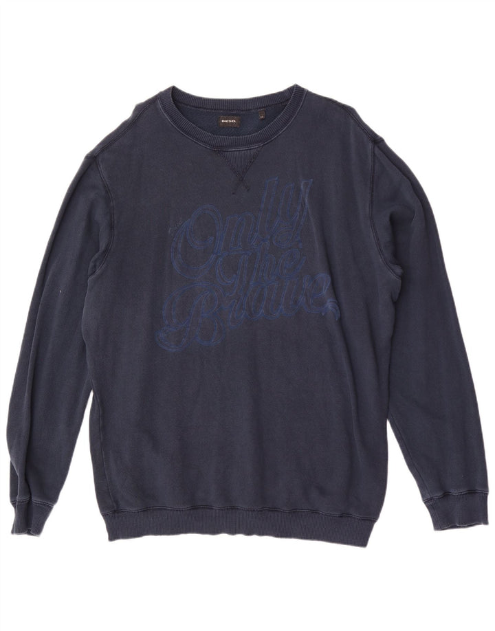 Diesel Herre Grafisk Sweatshirt Jumper XL Navy Blue
