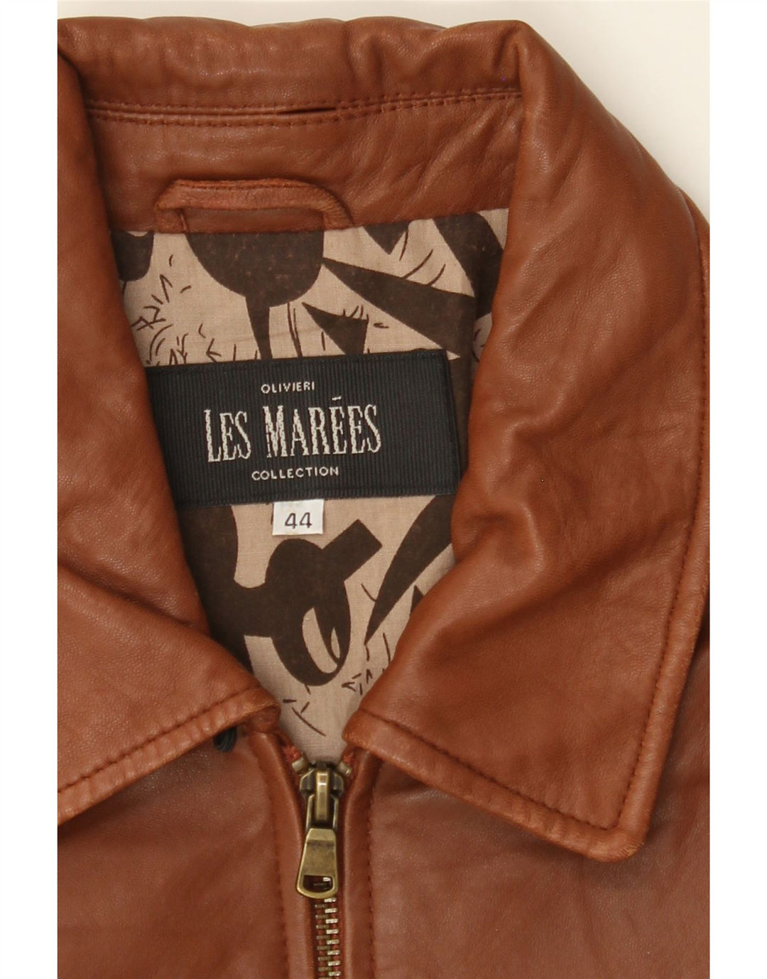 OLIVIERI LES MAREES Womens Leather Jacket IT 44 Medium Brown Leather Vintage Olivieri Les Marees and Second-Hand Olivieri Les Marees from Messina Hembry 