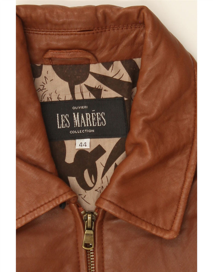 OLIVIERI LES MAREES Womens Leather Jacket IT 44 Medium Brown Leather Vintage Olivieri Les Marees and Second-Hand Olivieri Les Marees from Messina Hembry 