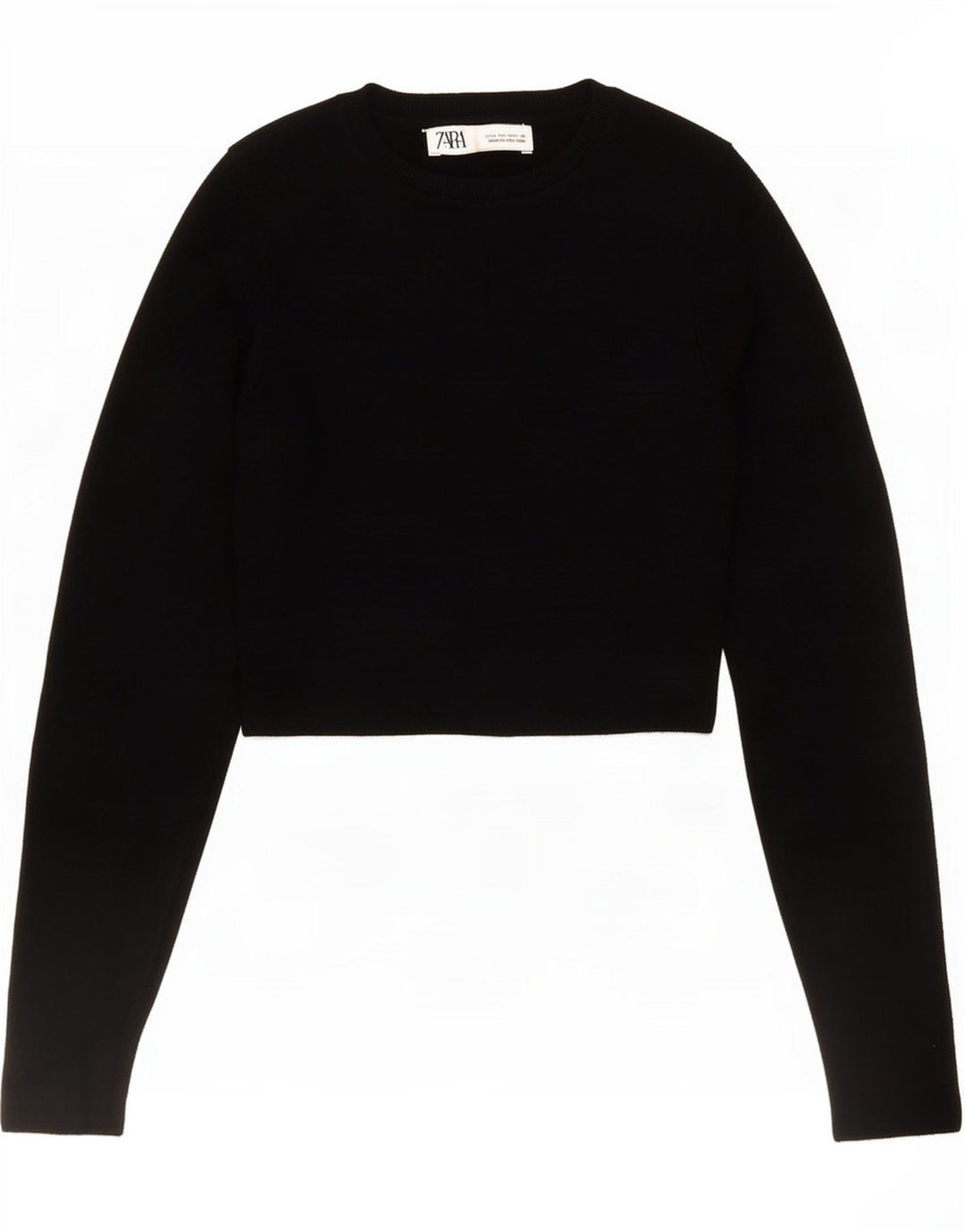 Zara Womens Crop Top Langærmet UK 12 Medium Black Viscose