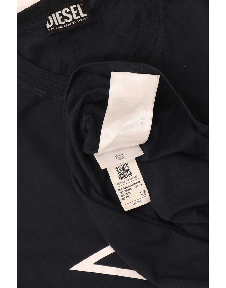 Diesel Herre grafisk T-shirt Top Medium Marineblå Bomuld