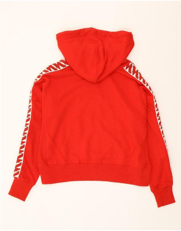 SUPERDRY Womens Crop Graphic Hoodie Jumper UK 12 Medium Red Colourblock