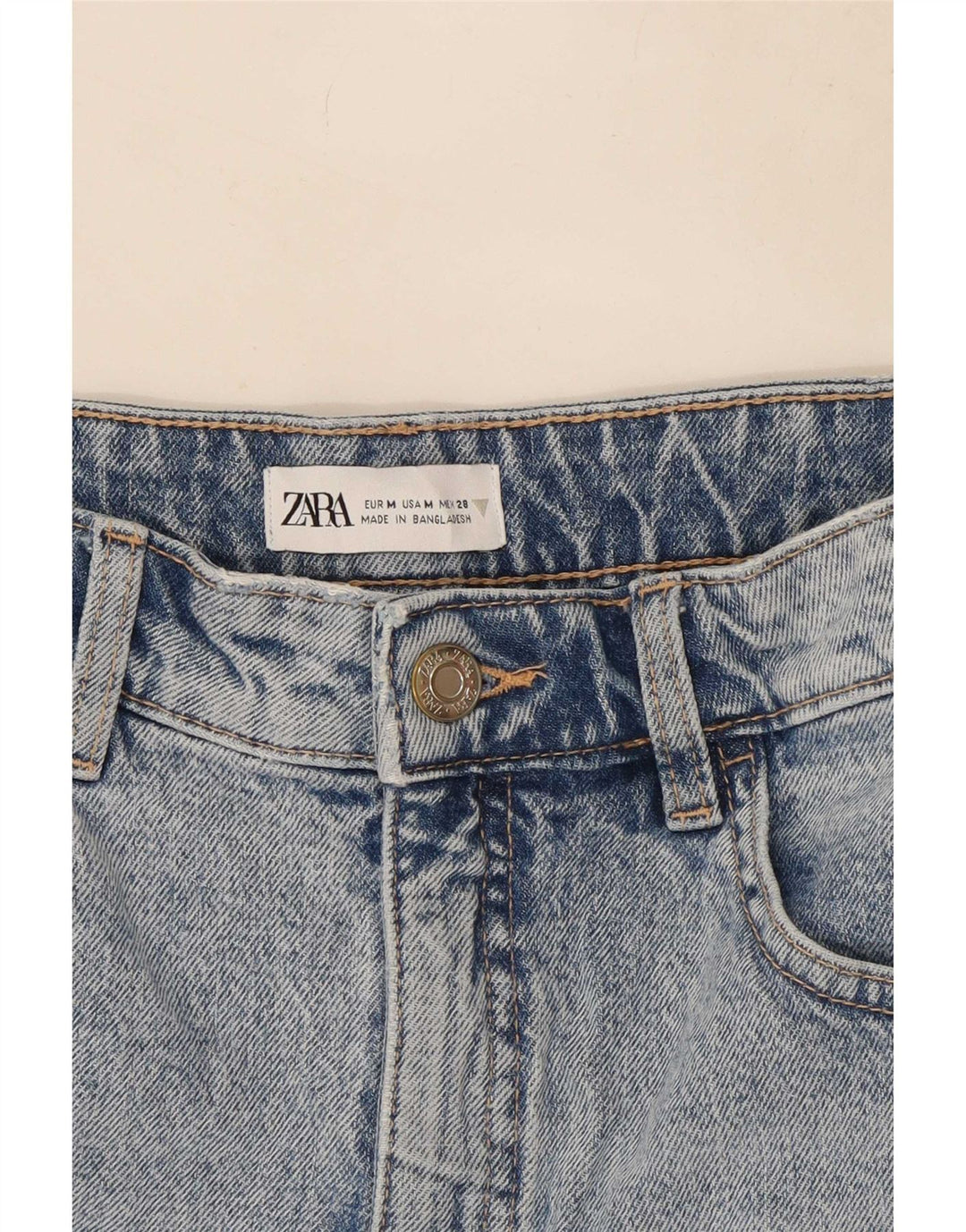 Zara Dame Denim Nederdel Medium W28 Blå