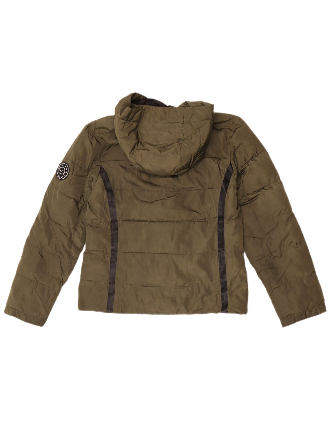 Jack Wills Dame Hættejakke UK 10 Small Khaki Stribet Polyester