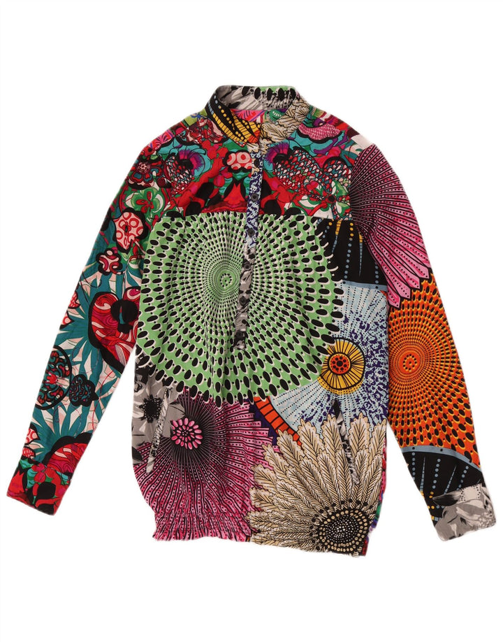 Desigual Dame Pullover Shirt Bluse UK 10 Small Multicolored Patchwork