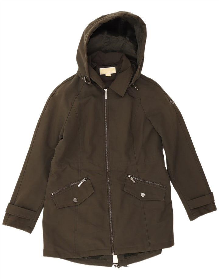 Michael Kors Dame Hooded Parka Jacket UK 14 Medium Khaki Polyester