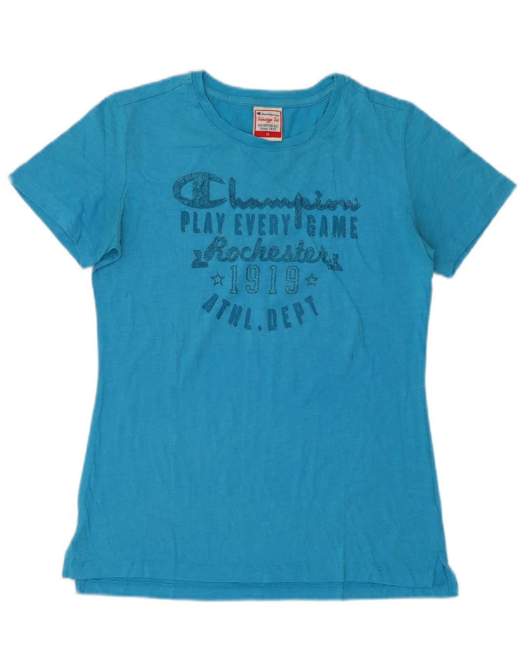 CHAMPION Womens Heritage Fit Grafisk T-shirt Top UK 12 Medium Blue