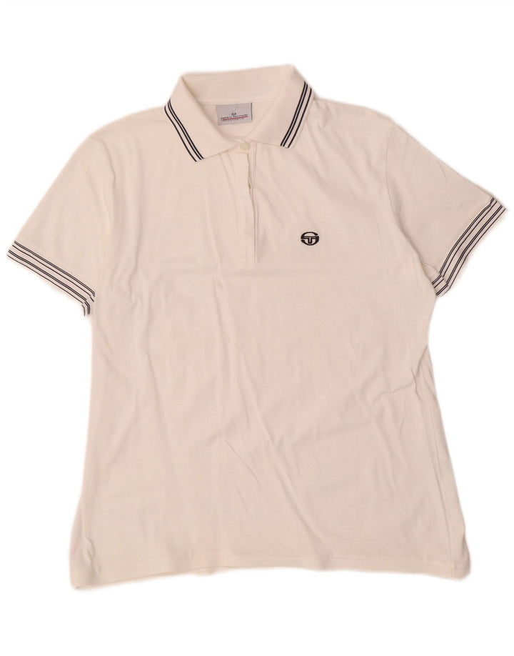 Sergio Tacchini Dame Polo Shirt IT 48 XL Hvid Bomuld