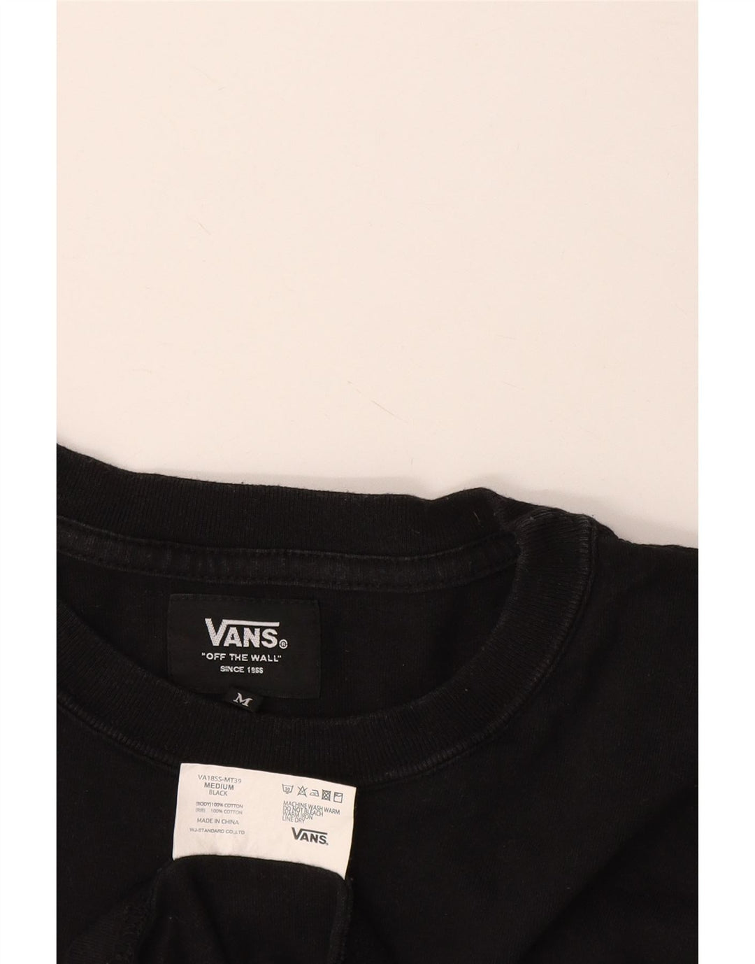 Vans Herre T-Shirt Top Medium Sort Bomuld
