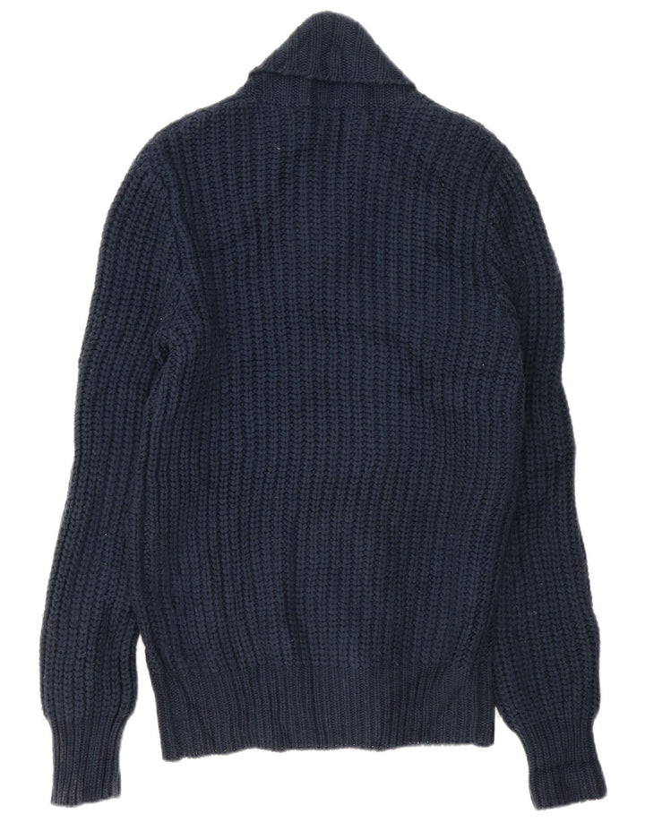 Riffel Herre Cardigan Sweater Stor Marineblå Akryl