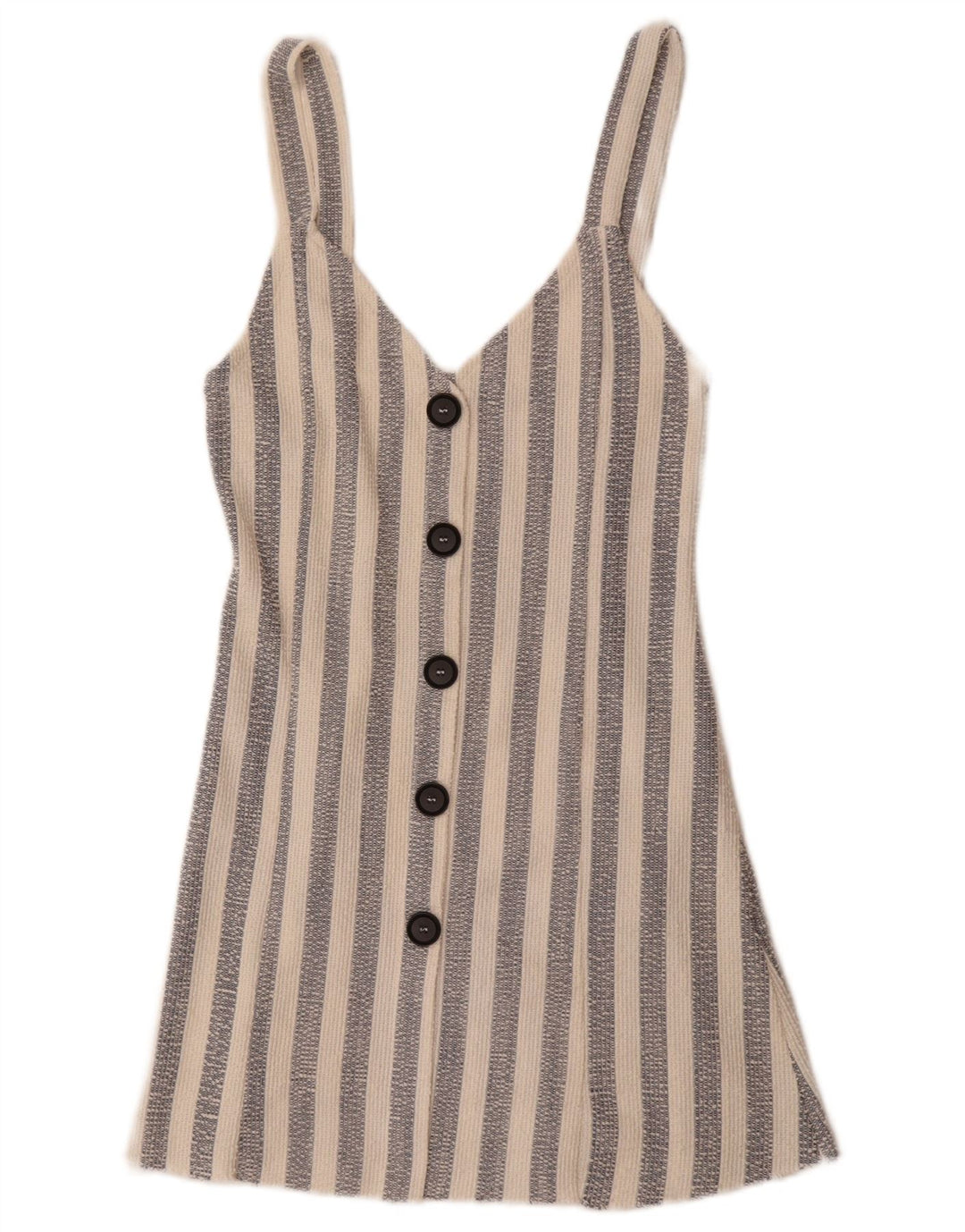 Zara Dame Ærmeløs Mini A-Line Kjole UK 8 Lille hvid stribet polyester