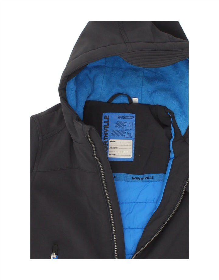 NORTHVILLE Boys Hooded Windbreaker Jacket 7-8 Years Black Vintage Northville and Second-Hand Northville from Messina Hembry 