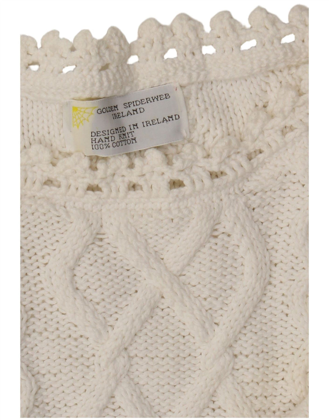 Golden Spiderweb Dame Boat Neck Jumper Sweater UK 16 Large White