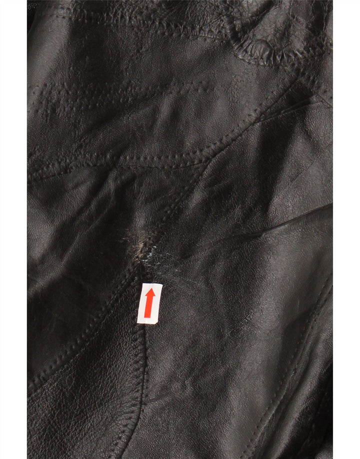 VINTAGE Herre Læderjakke UK 40 Stor Sort Læder