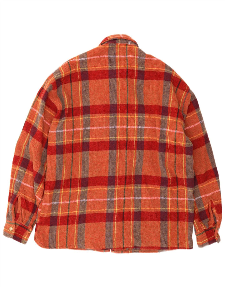 Vintage flannelskjorte til mænd, medium orange plaid bomuld