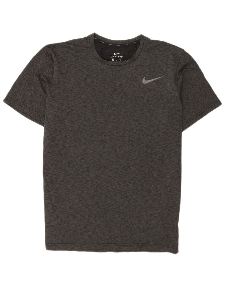Nike Dri Fit T-shirt top til mænd, stor grå flækket polyester