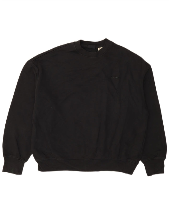 Levi's Dame Oversized Sweatshirt Jumper UK 6 XS Sort Bomuld