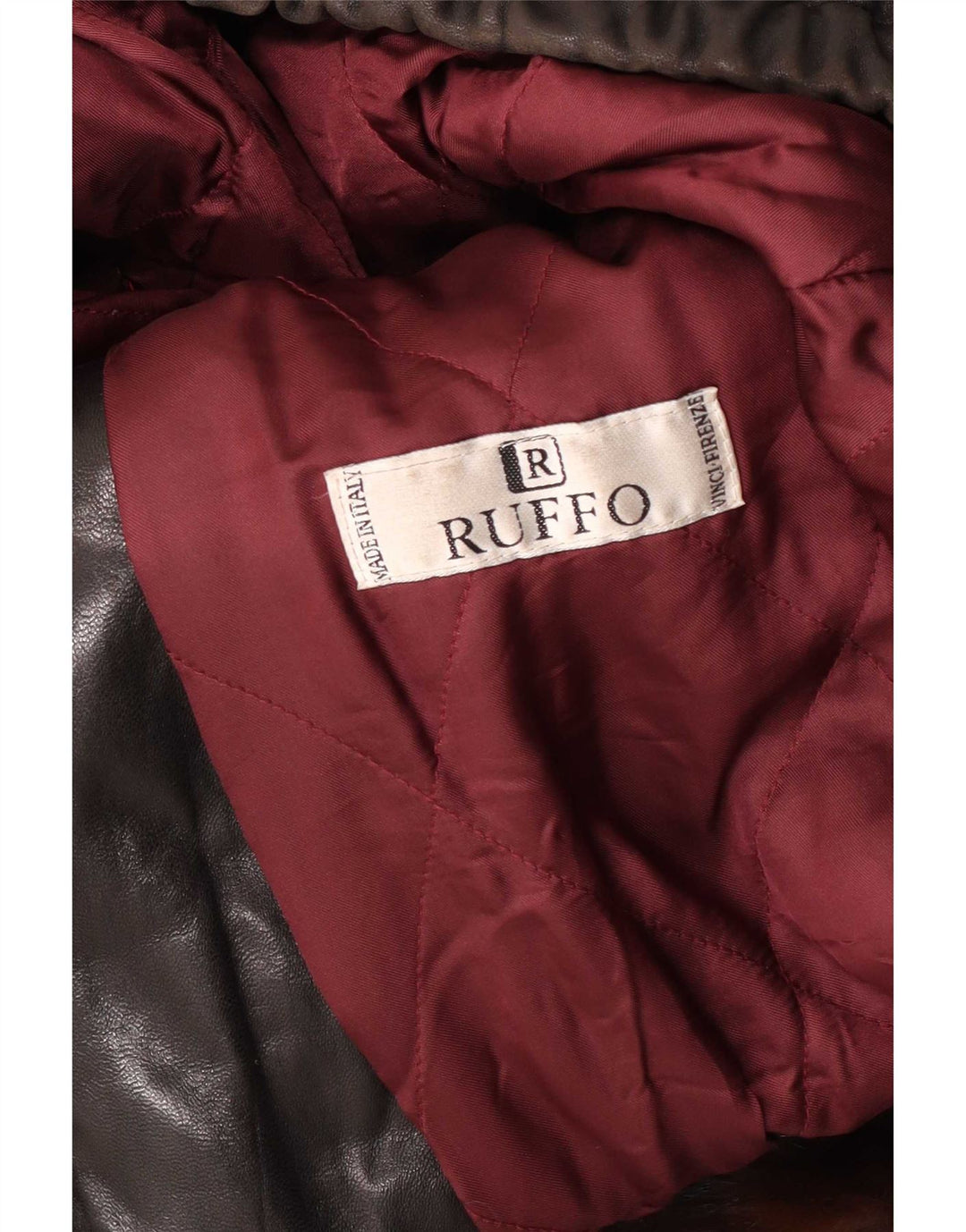 Ruffo Dame imiteret Fur Oversized Læderjakke UK 18 XL Brun