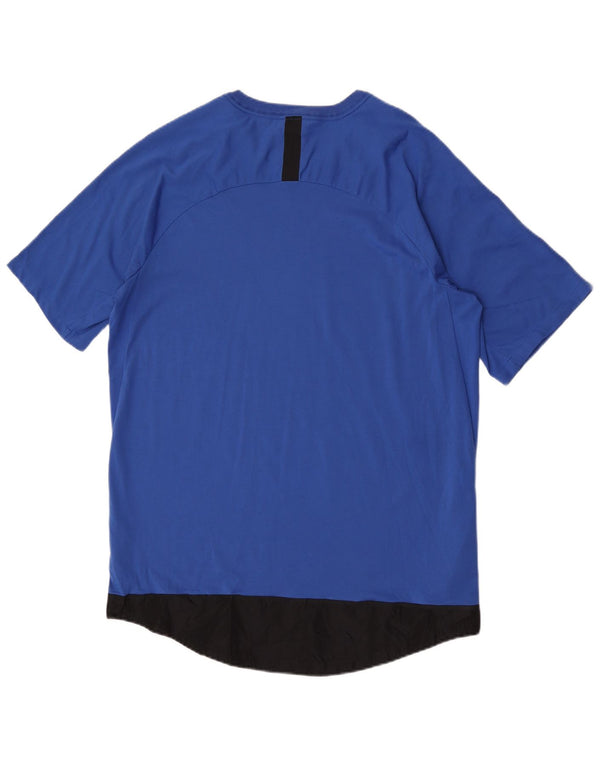 Nike T-shirt top til mænd, stor blå farveblok polyester