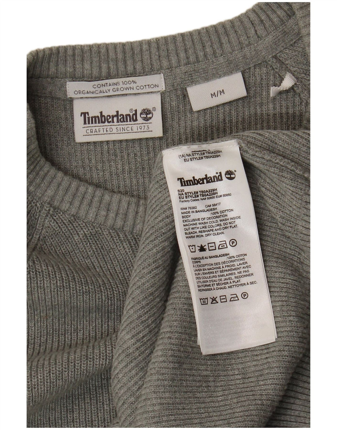 Timberland Herre sweater med rund hals, mellemgrå bomuld