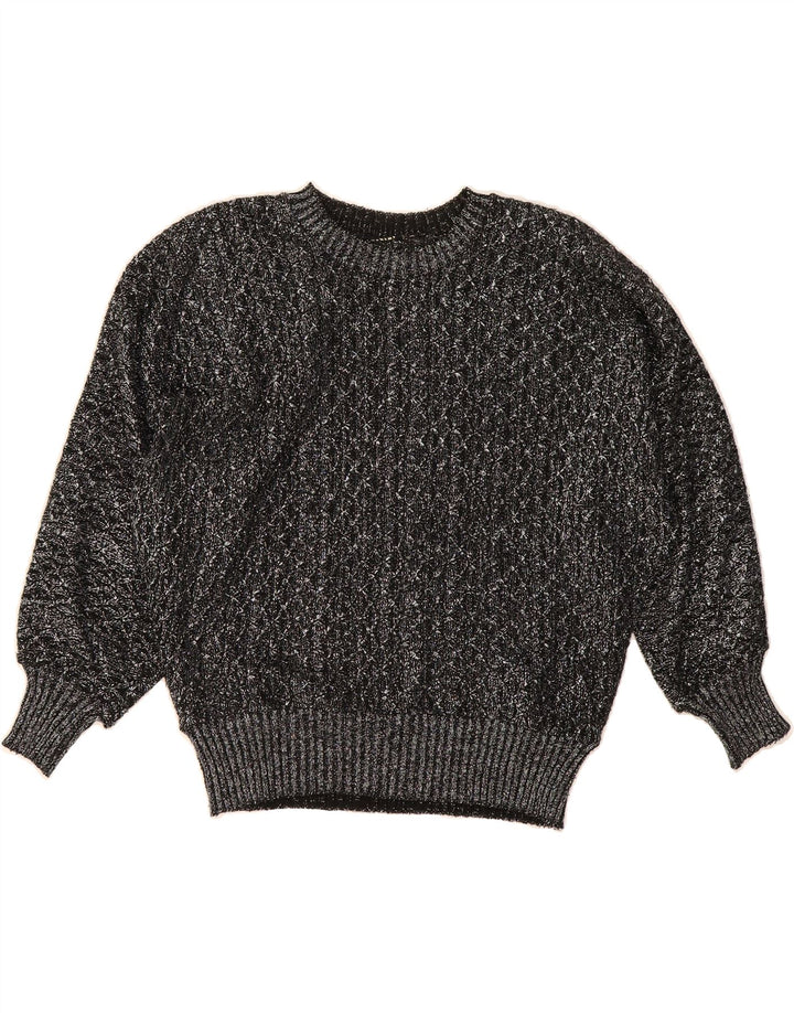 VINTAGE Womens Crew Neck Jumper Sweater UK 16 Large Black Vintage Vintage and Second-Hand Vintage from Messina Hembry 
