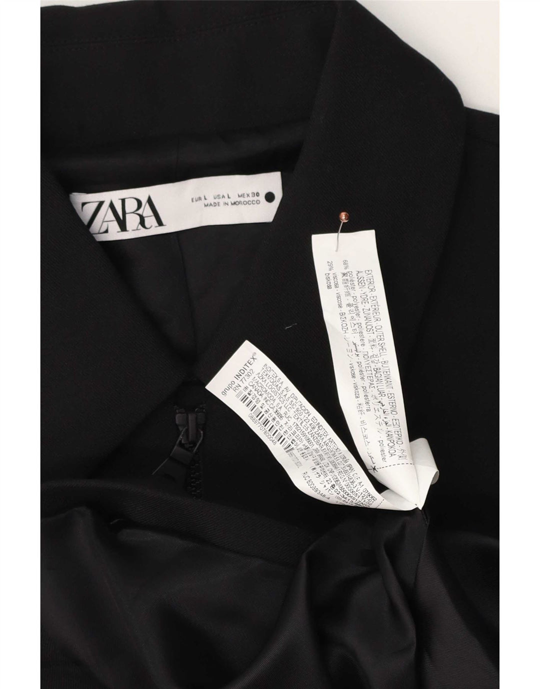 Zara Dame Oversized Blazer Jacket UK 16 Large Black Polyester