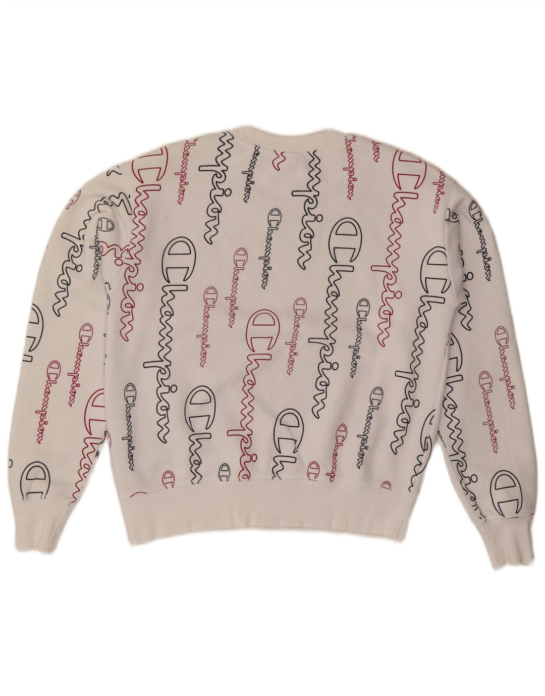 CHAMPION Dame Grafisk Oversized Sweatshirt Jumper UK 10 Small White