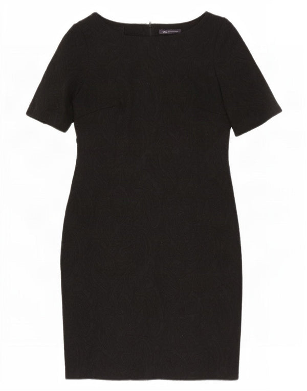 Marks & Spencer Womens Sheath Dress UK 14 Medium Black Paisley Polyester