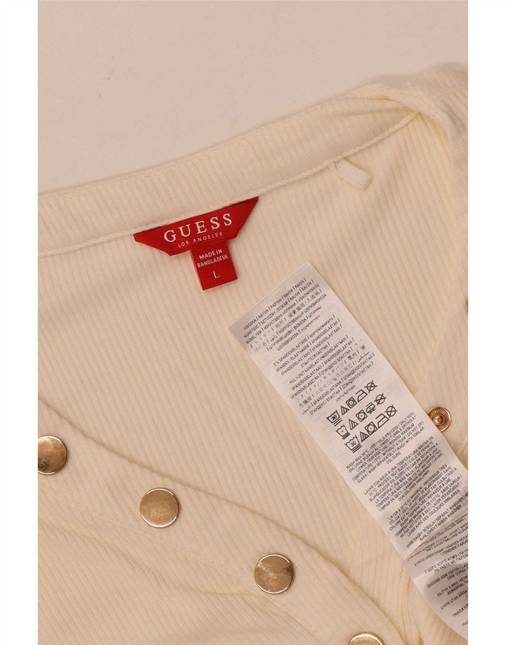 Guess Dametop Langærmet UK 14 Large Off White Viscose