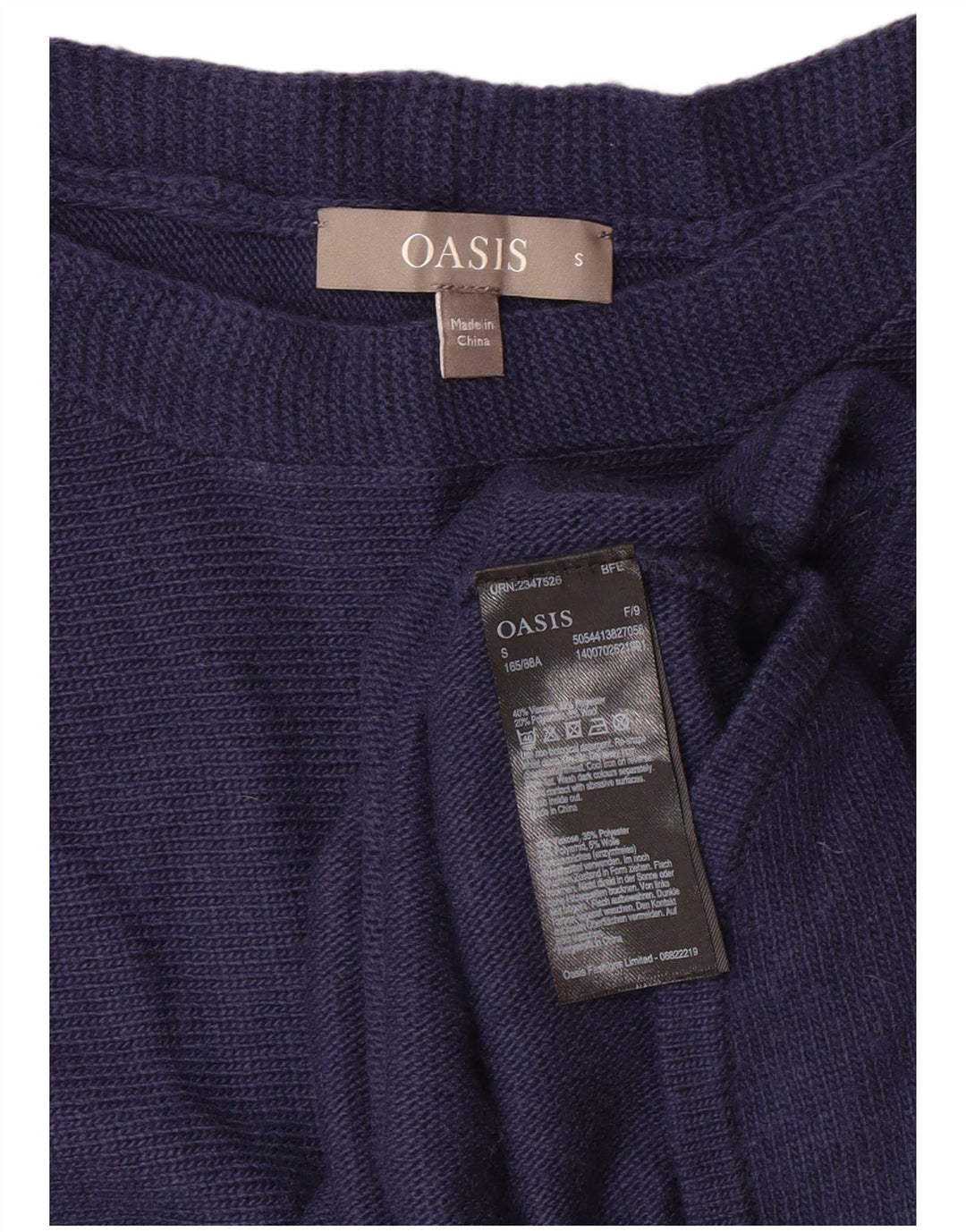 OASIS Dame Boat Neck Jumper Sweater UK 10 Small Navy Blue Viscose