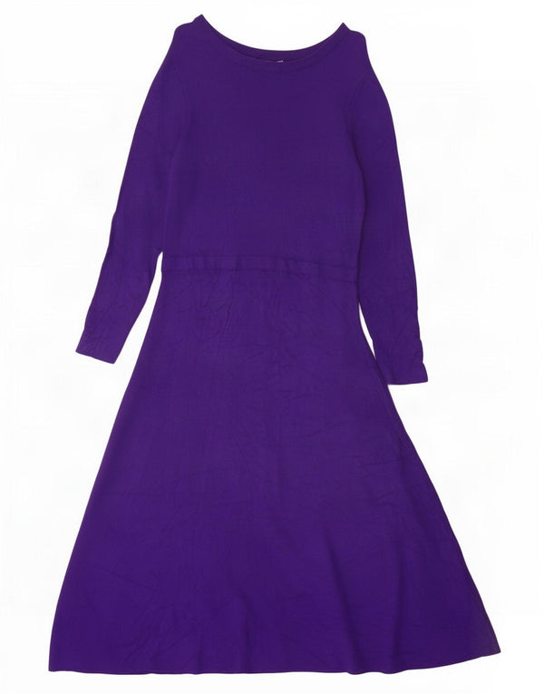 Phase Eight Dame Langærmet Maxi Jumper Kjole UK 16 Large Purple Viscose