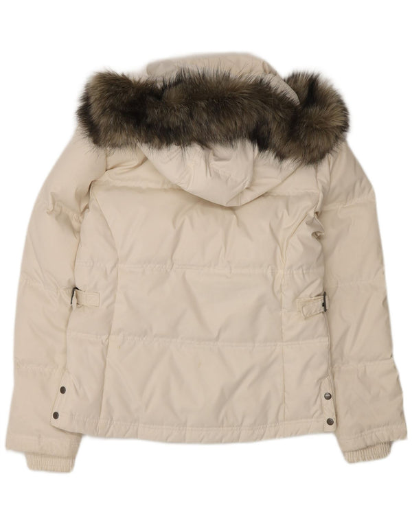 Columbia Dame Hætte Oversized Polstret Jakke UK 10 Small White Polyester