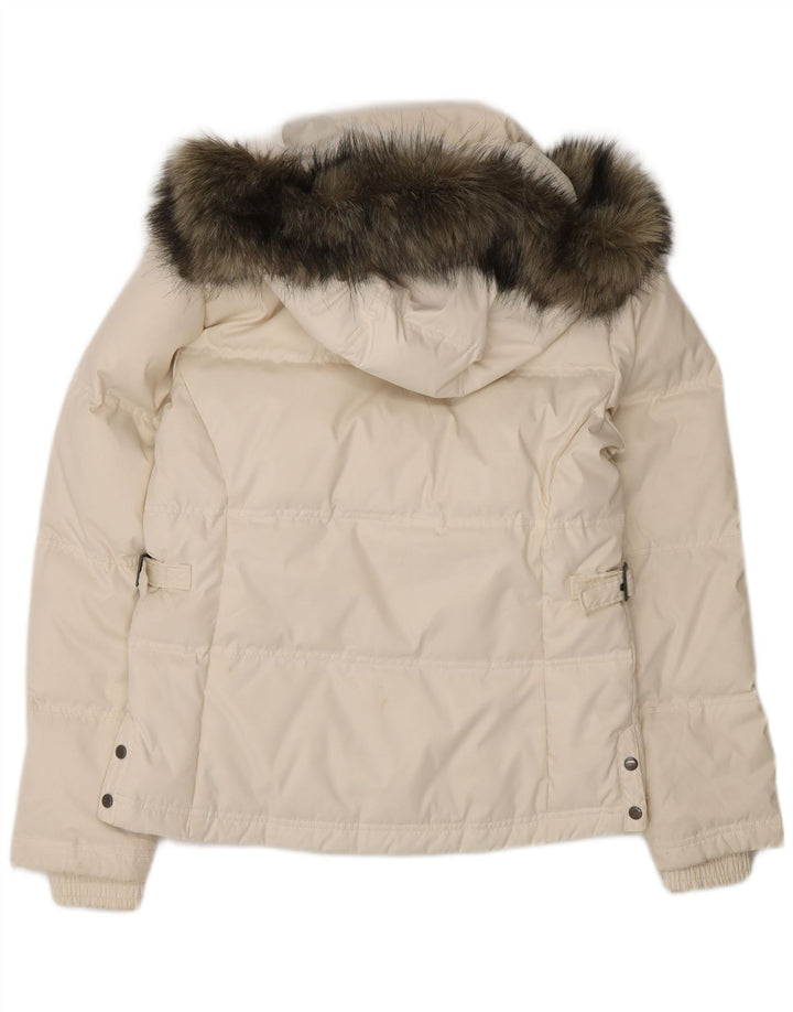 Columbia Dame Hætte Oversized Polstret Jakke UK 10 Small White Polyester