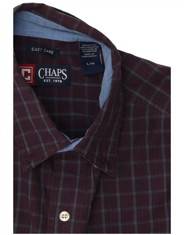Chaps Herre Easy Care skjorte Stor Bourgogne ternet bomuld