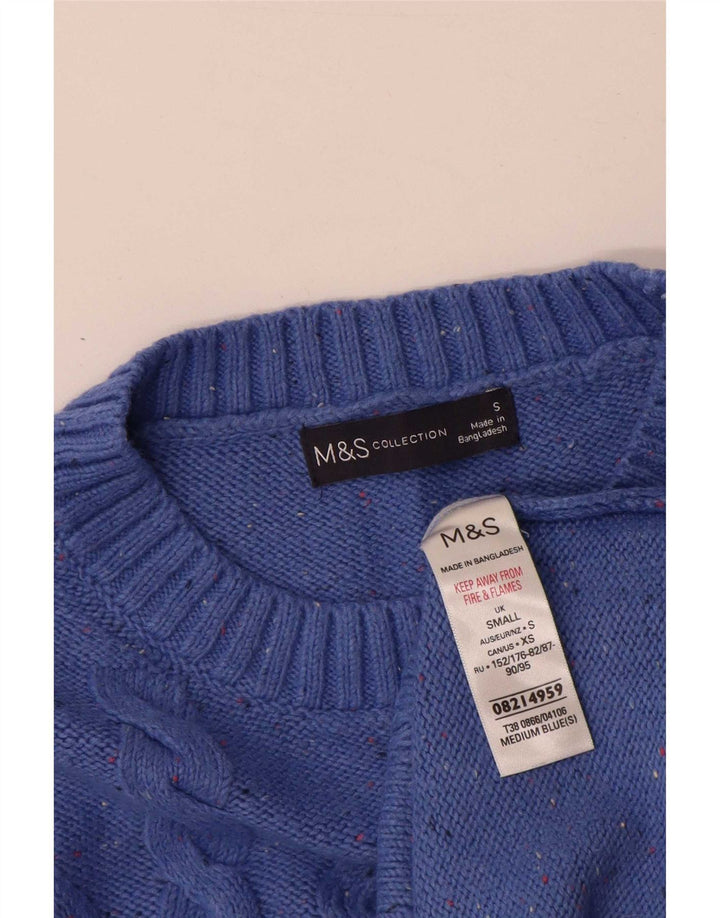 Marks & Spencer Herre sweater med rund hals, lille blå flækket bomuld