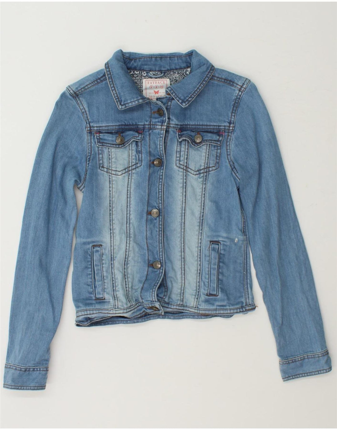 FAT FACE Girls Denim Jacket 12-13 Years Blue Cotton Vintage Fat Face and Second-Hand Fat Face from Messina Hembry 