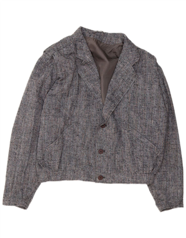 VINTAGE oversized bomberjakke til kvinder IT 50 XL Grå Flecked Polyester