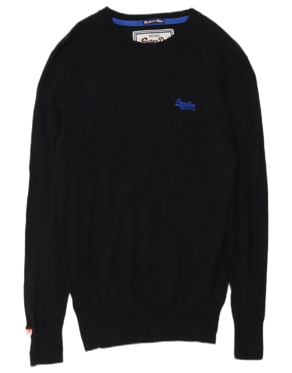 Superdry Herre Boat Neck Jumper Sweater Medium Black Cashmere