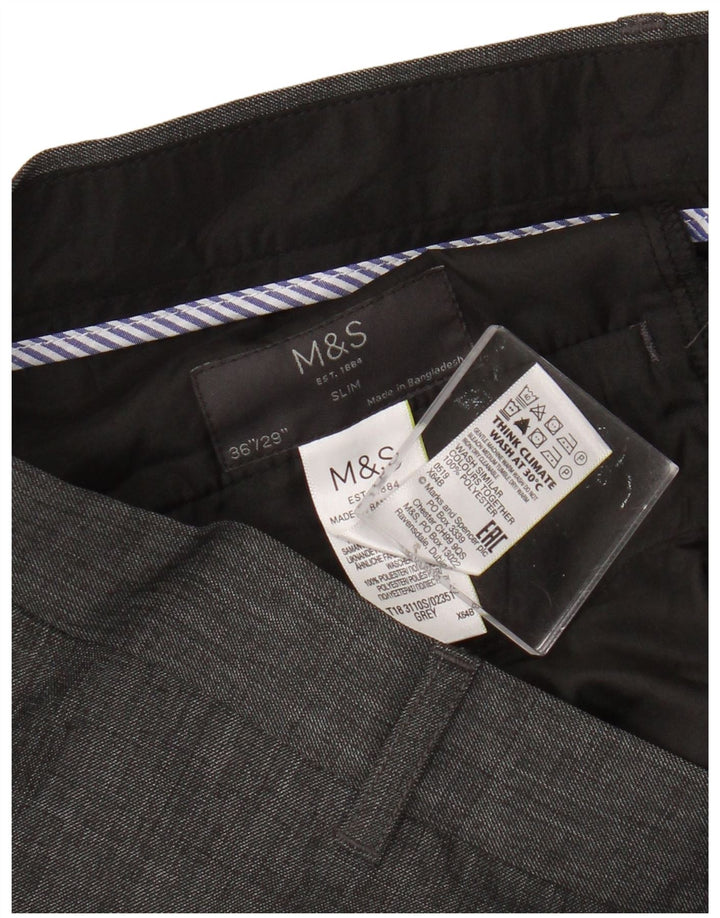 Marks & Spencer Herre Slim Suit Bukser W36 L29 Grå Polyester