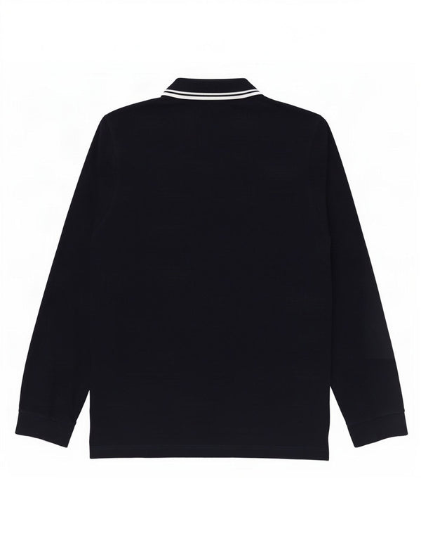 Fred Perry Boys Langærmet Polo Shirt 15-16 År Marineblå Bomuld