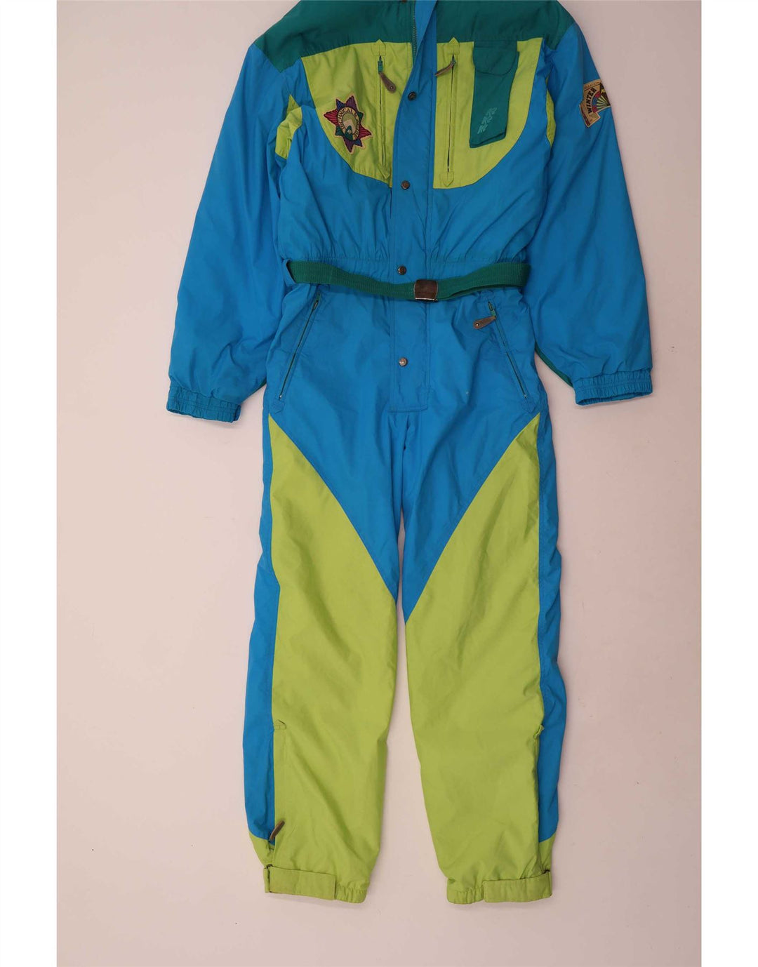 Vintage Ski Jumpsuit til mænd IT 48 Medium Blue Colourblock Nylon